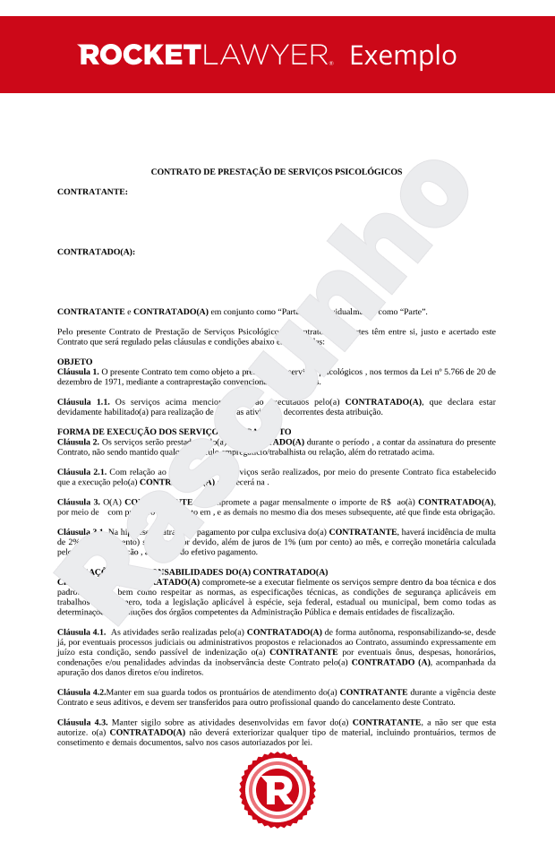 Contrato de Prestação de Serviços Psicológicos