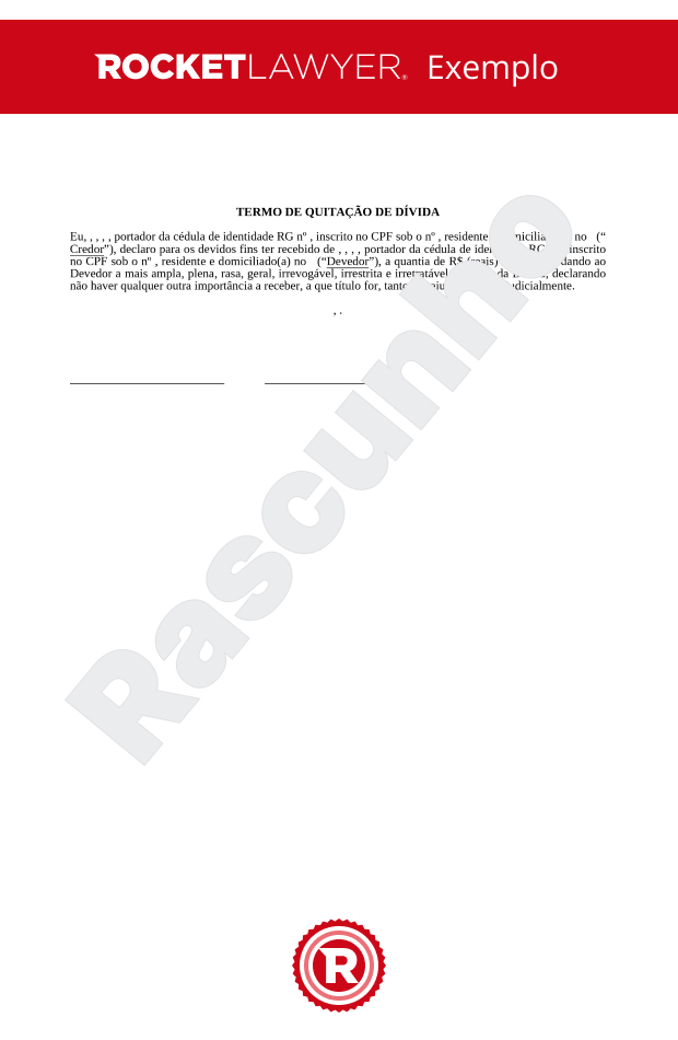 Termo de Quitação de Dívida