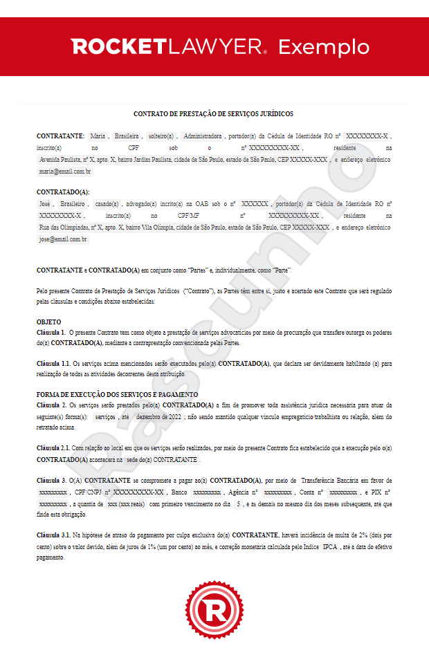 Contrato de Prestação de Serviços Jurídicos