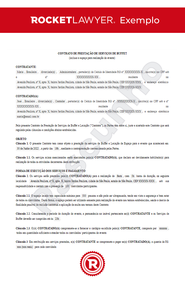 Contrato de Prestação de Serviços de Buffet e Locação do Espaço