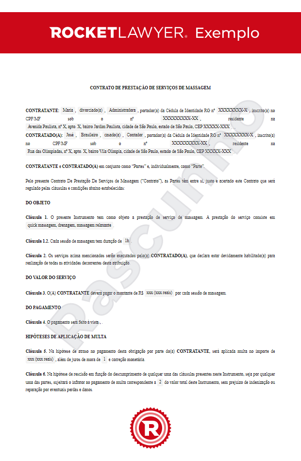 Contrato de Prestação de Serviços de Massagem