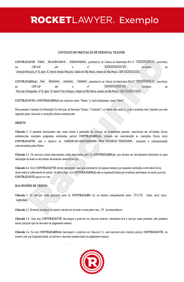 Contrato de Prestação de Serviços de Personal Trainer