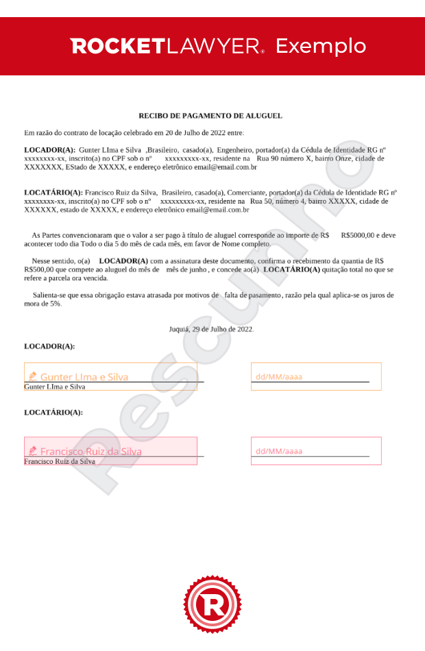 Recibo de Pagamento de Aluguel