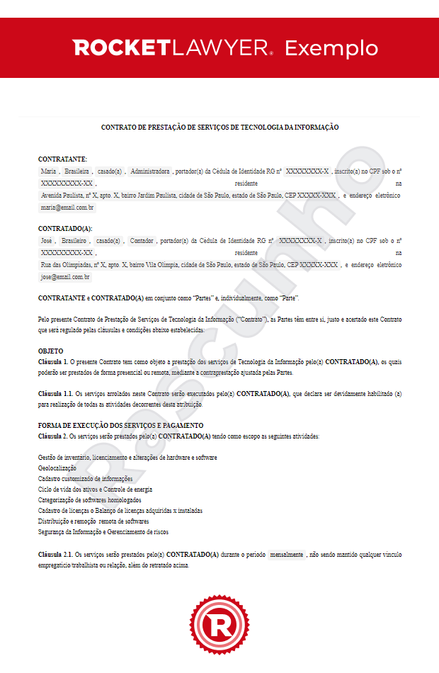 Contrato de Prestação de Serviços de Tecnologia da Informação