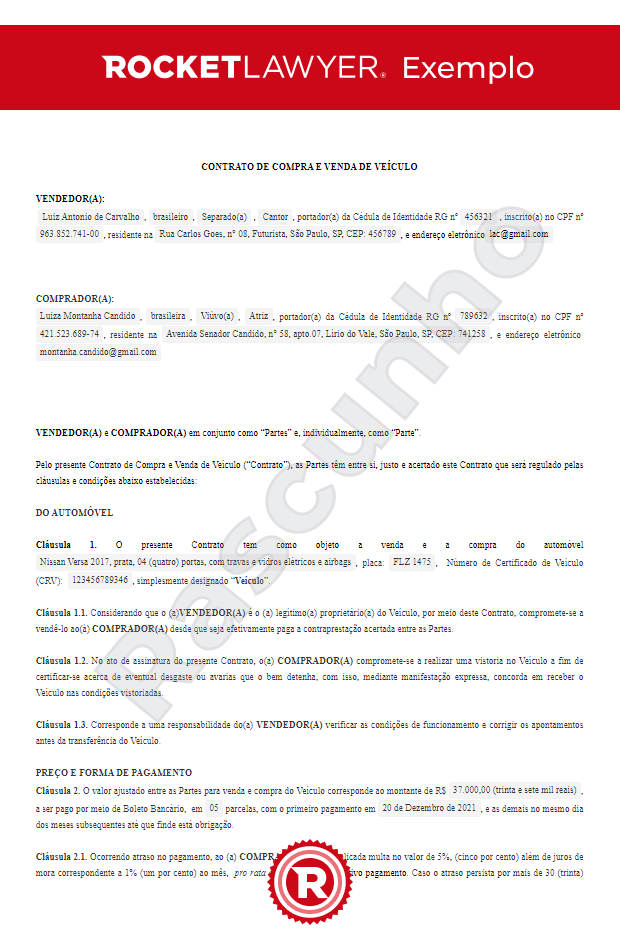 Contrato de Compra e Venda de Veículo