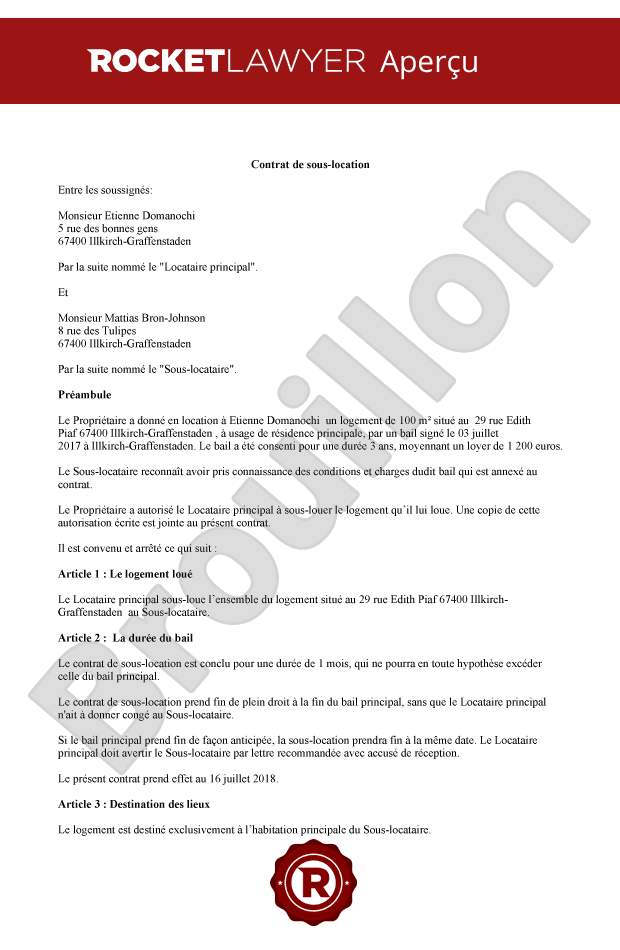 Contrat de sous-location