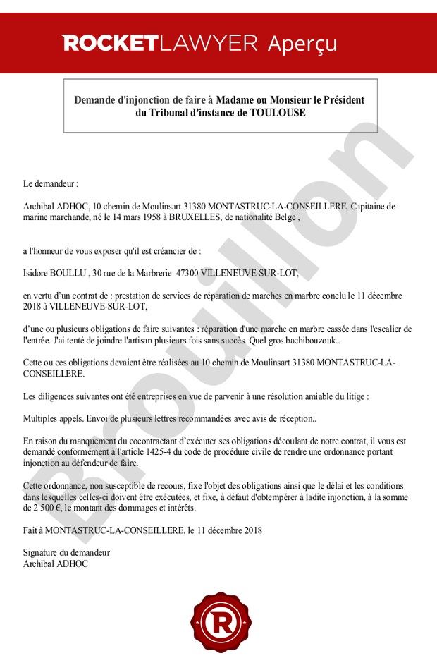 Injonction de faire