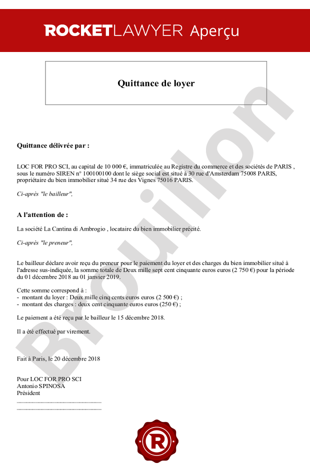Quittance de loyer