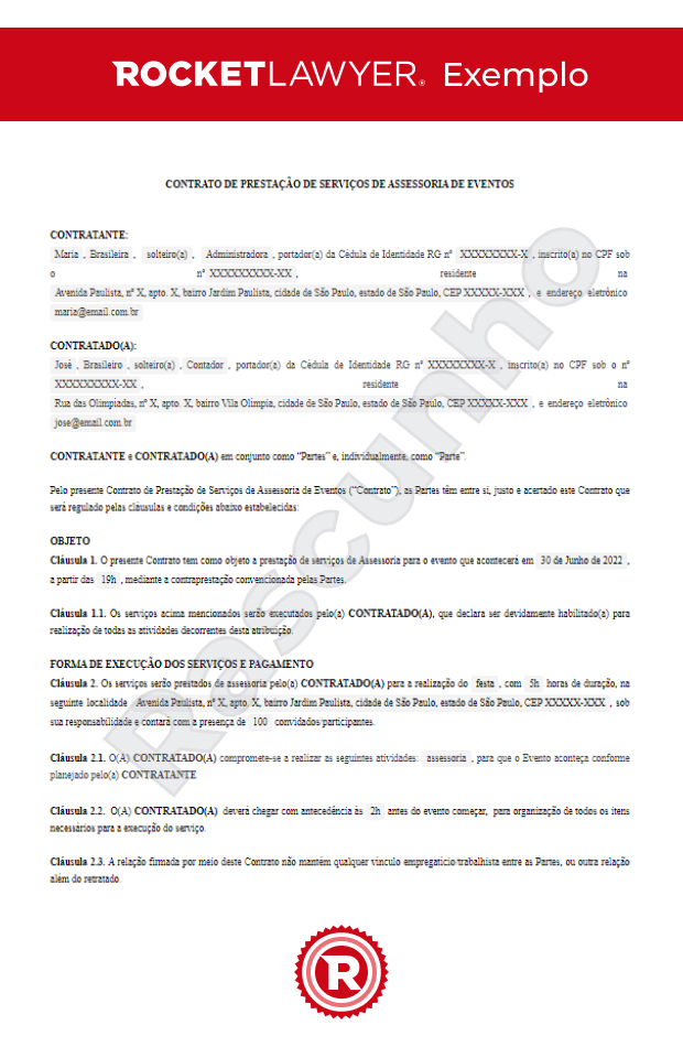 Contrato de Prestação de Serviços de Assessoria de Eventos