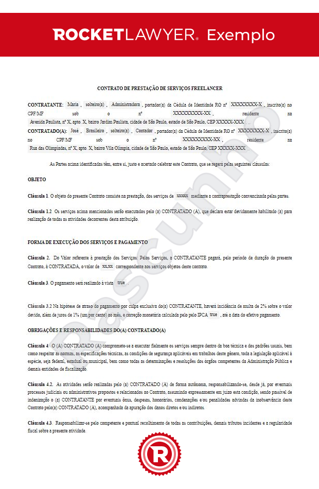 Contrato de Prestação de Serviços Freelancer