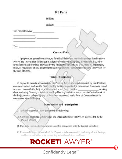 Bid Form document preview
