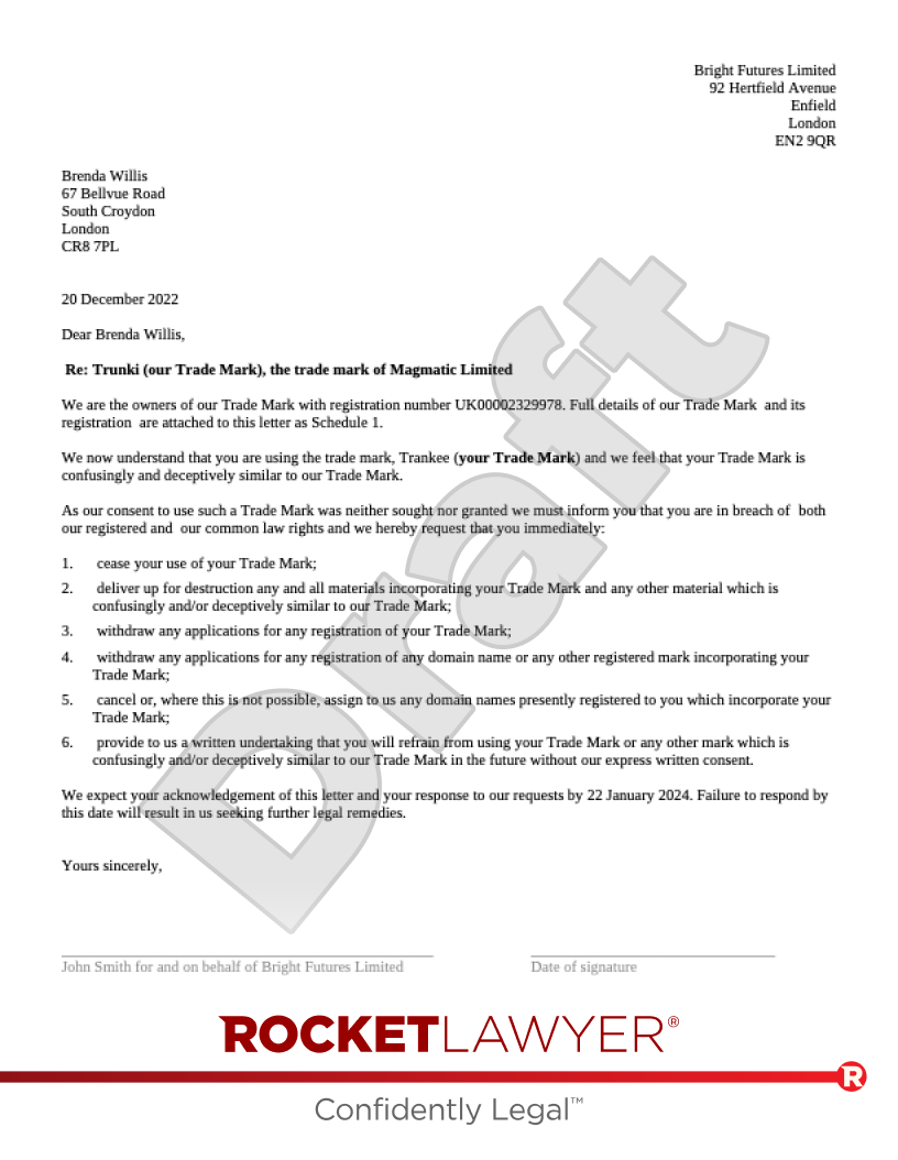Cease and Desist Letter document preview